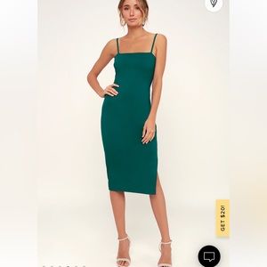 Paulina Forest Green Bodycon Midi Dress